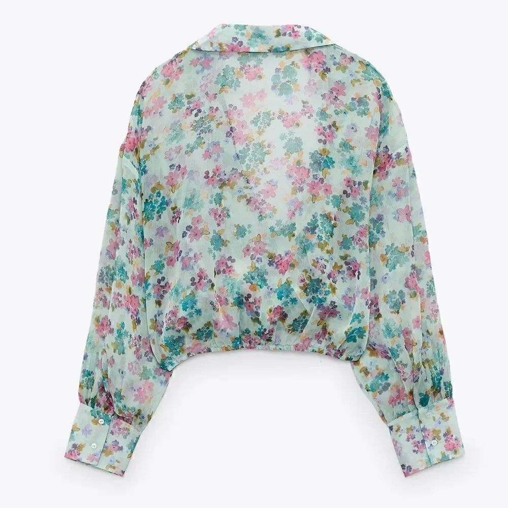 ZARA FLORAL PRINT BLOUSE - Picture 7 of 8